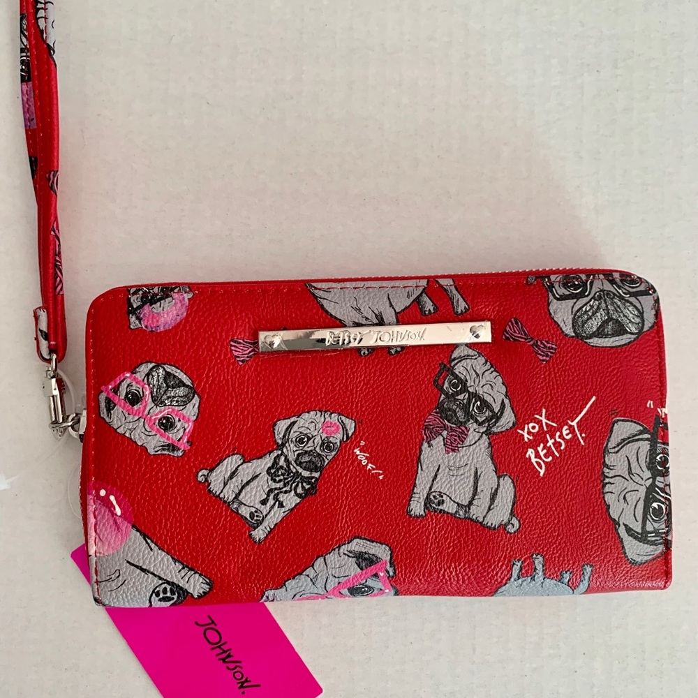 Red Betsy Johnson dog wristlet